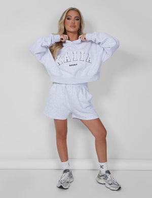 Kaiia Oversized Crop Hoodie Light Grey Marl