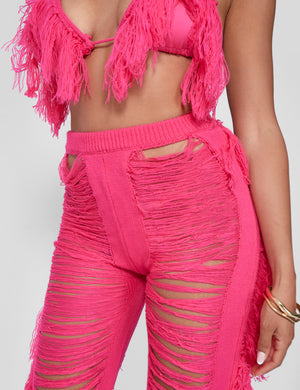 Fringe Triangle Top Hot Pink