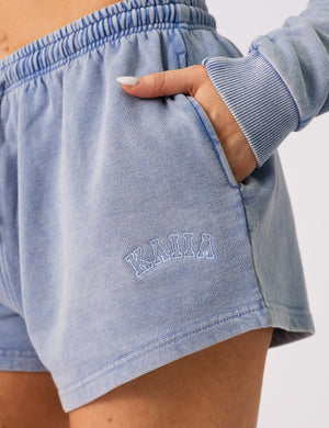 Kaiia Logo Mini Sweat Shorts Washed Blue