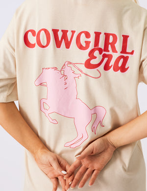 Kaiia Cowgirl Era Oversized T-Shirt Cream