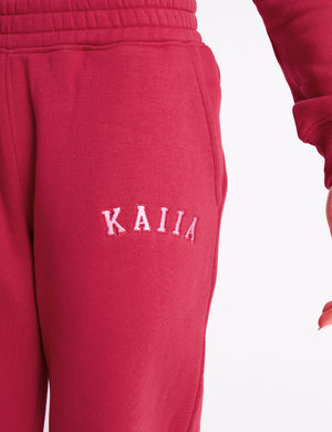 Kaiia Logo Wide Leg Joggers Cranberry & Pink