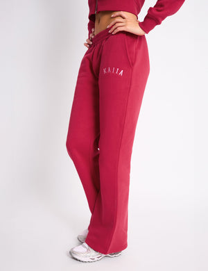 Kaiia Logo Wide Leg Joggers Cranberry & Pink