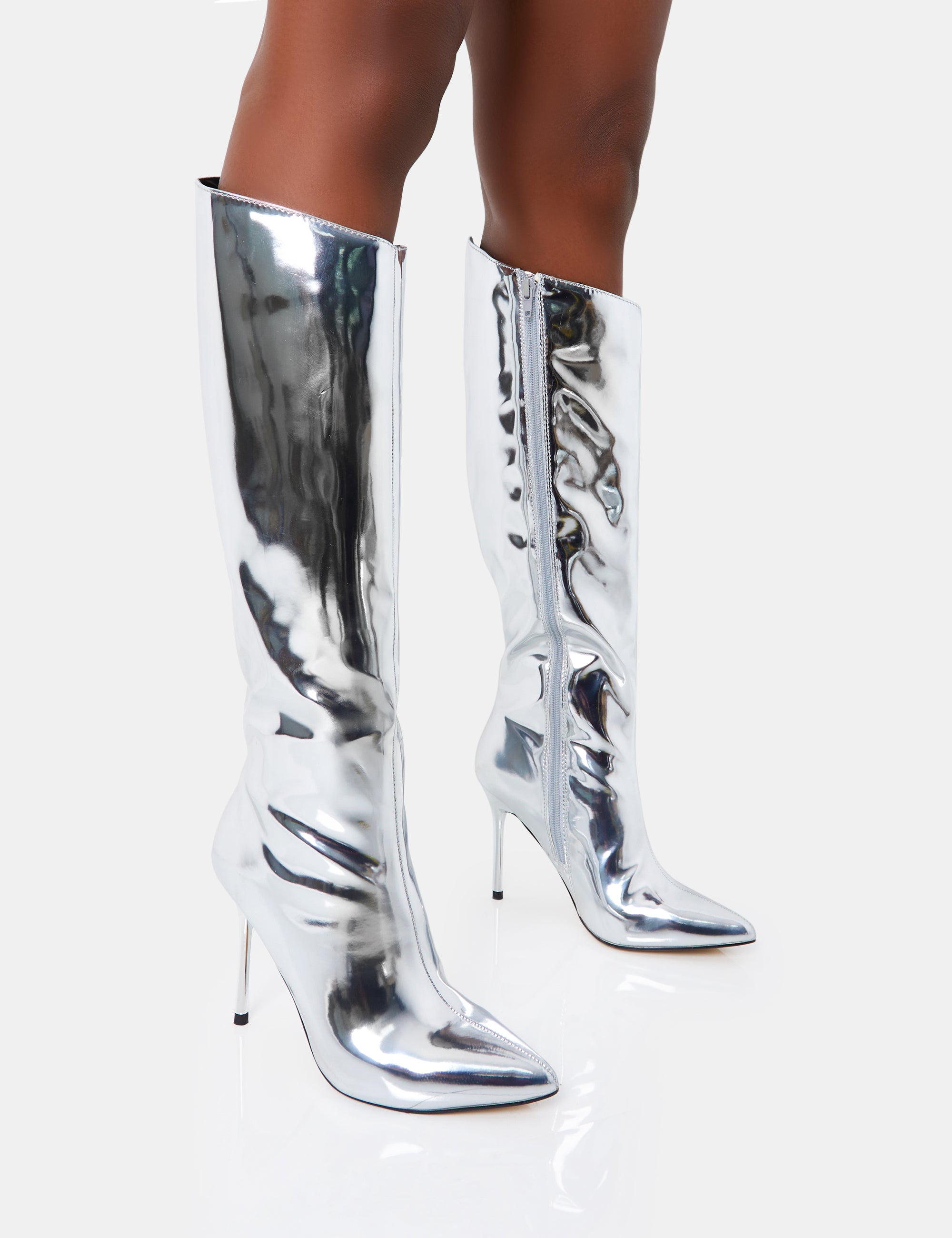 Silver 2025 mirror boots