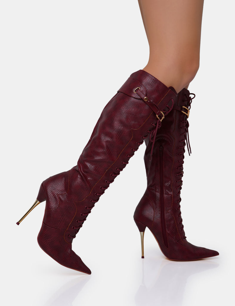 Burgundy hot sale stiletto boots