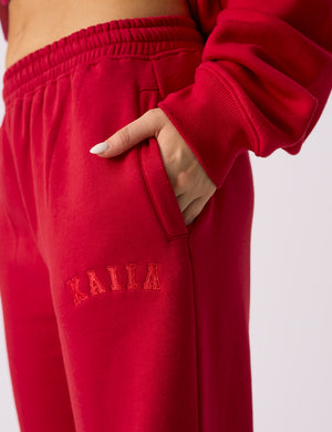 Kaiia Wide Leg Joggers Red