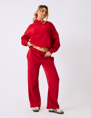 Kaiia Wide Leg Joggers Red