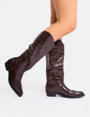 Flat croc boots hotsell