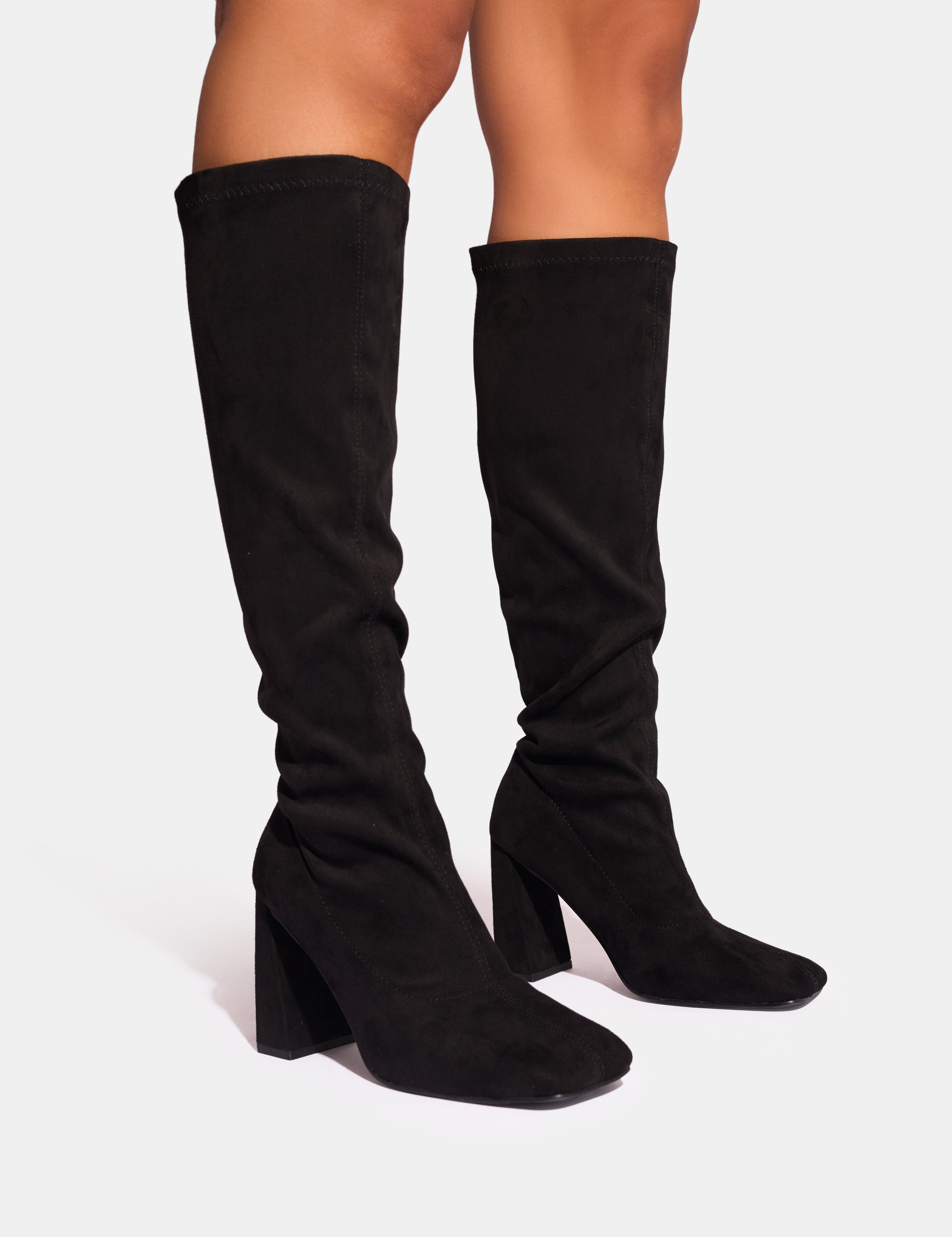 Knee high suede block heel boots best sale