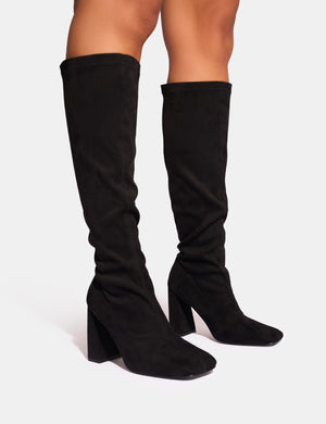 Black wide fit sock boots best sale