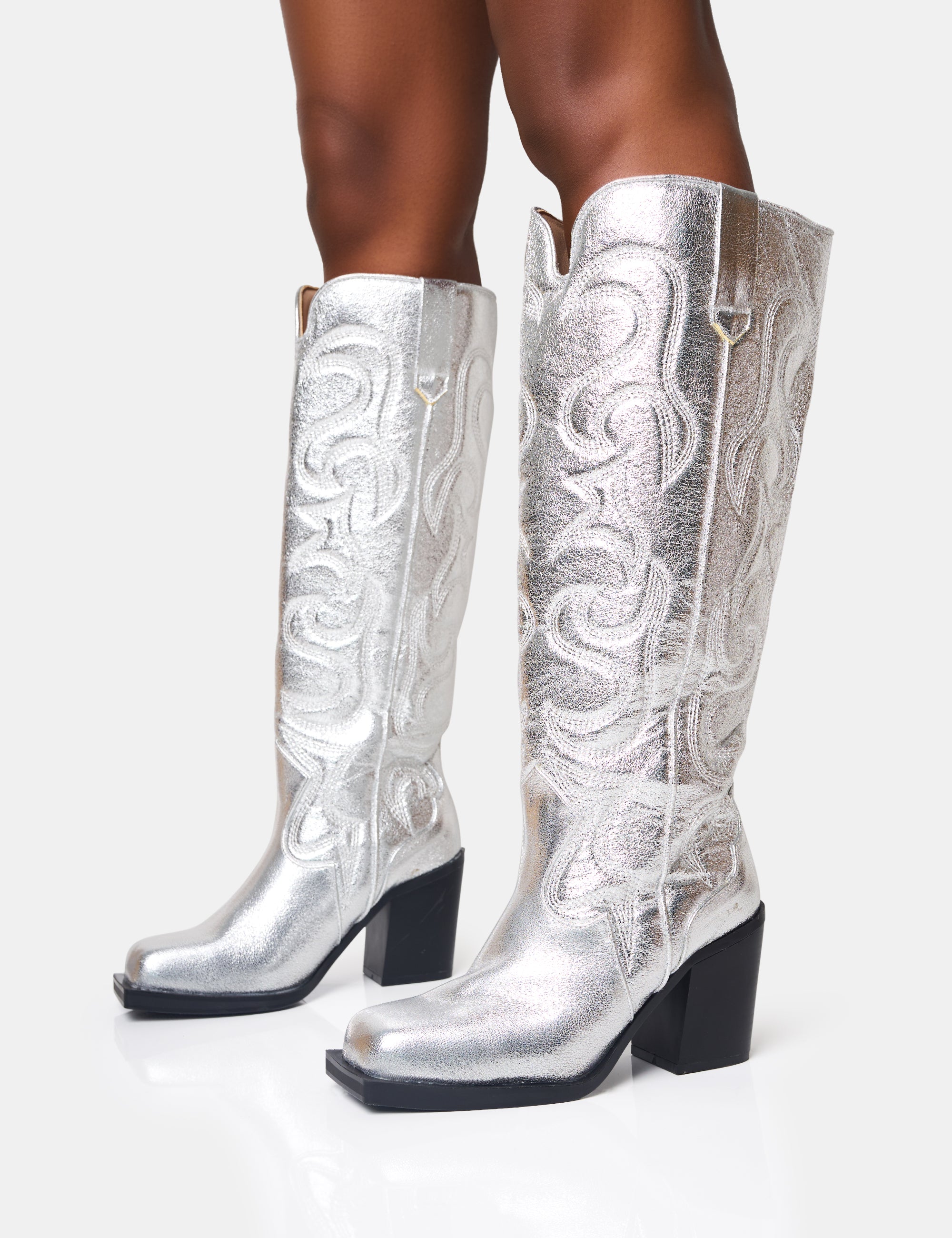 Cheap silver cowboy boots best sale