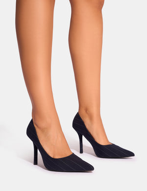 Evita Pinstripe Pointed Toe Court Shoes