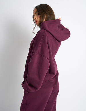 Kaiia Slogan Oversized Hoodie Deep Burgundy