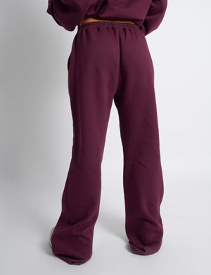 Wide Leg Sweat Pants Deep Burgundy