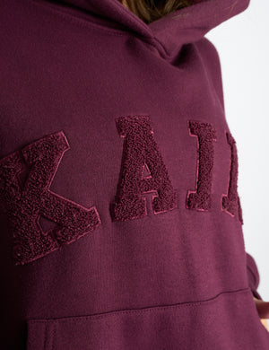 Kaiia Slogan Oversized Hoodie Deep Burgundy