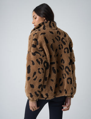 Zip Up Fleece Jacket Leopard