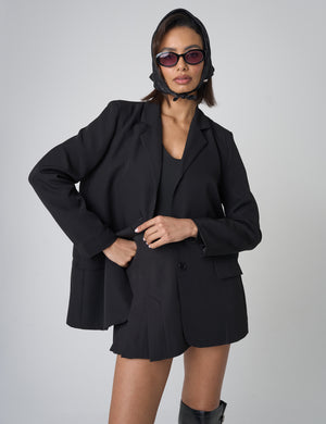 Oversized Asymmetric Back Blazer Black