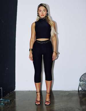 High Waist Capri Pants Black