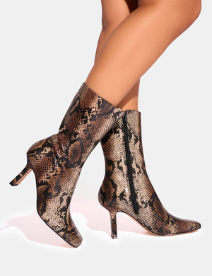 Fiction Snake Square Toe Ankle Boots