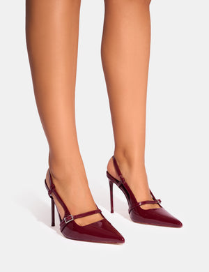 Burgundy slingback shoes on sale