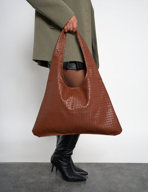 Hobo Woven Chocolate Oversize Shoulder Bag