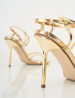 Idealist Gold Mirror Double Strap Barely There High Heels