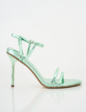 Idealist Mint Metallic Mirror Double Strap Barely There High Heels