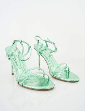 Idealist Mint Metallic Mirror Double Strap Barely There High Heels