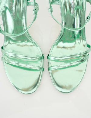 Idealist Mint Metallic Mirror Double Strap Barely There High Heels