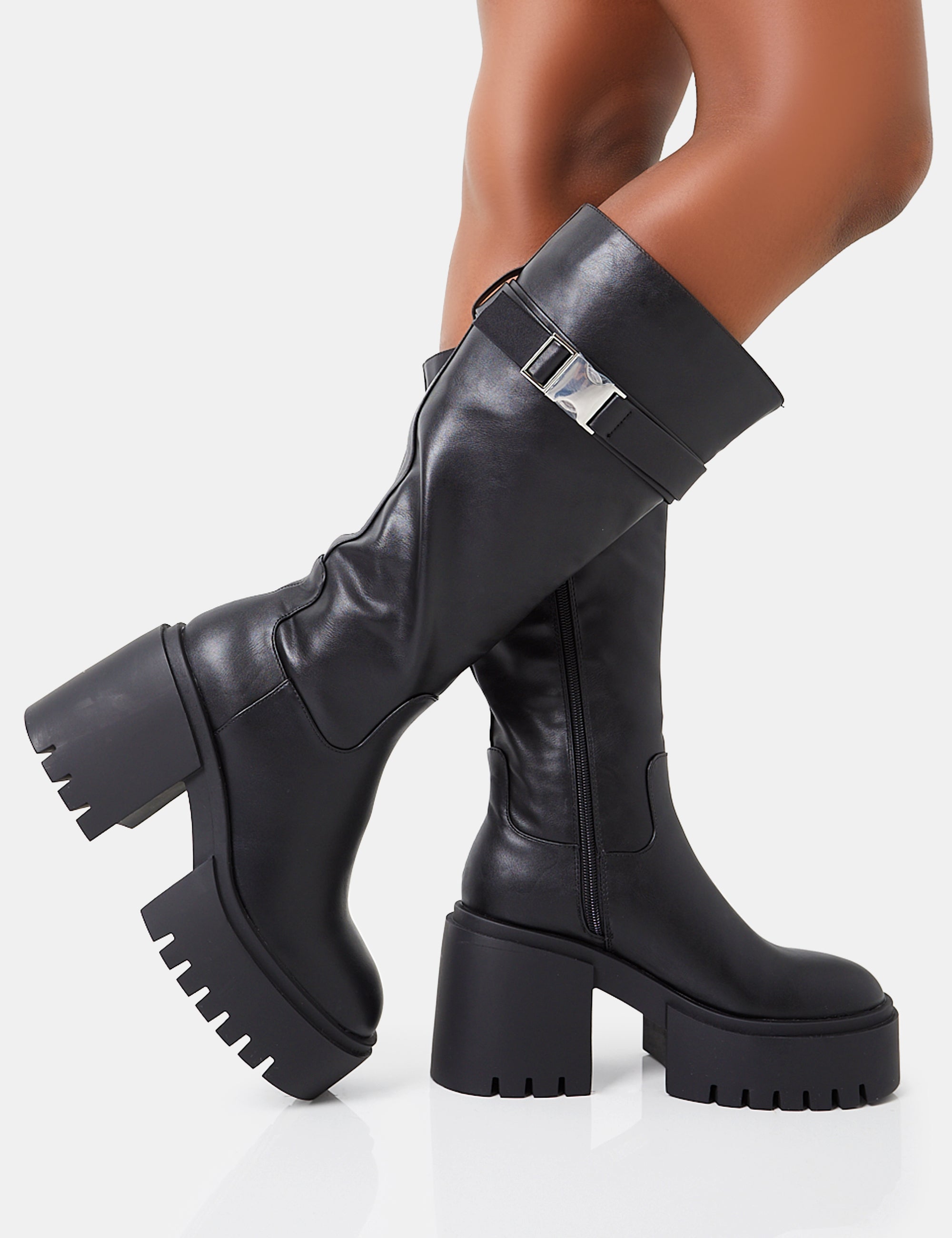 Tall chunky fashion heel boots