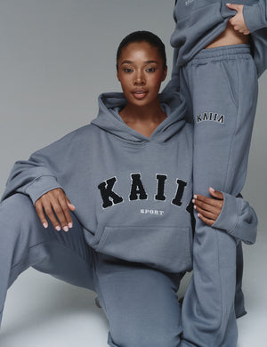 Kaiia Sport Oversized Logo Hoodie in Charcoal Grey