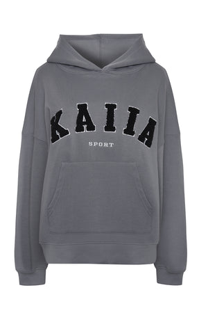 Kaiia Sport Oversized Logo Hoodie in Charcoal Grey