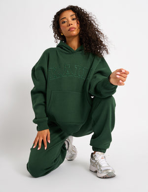 Kaiia Oversized Logo Hoodie Forest Green