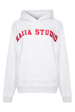 Kaiia Studio Oversized Hoodie Light Grey Marl & Red