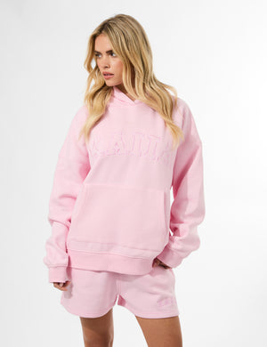 Kaiia Slogan Oversized Hoodie Baby Pink