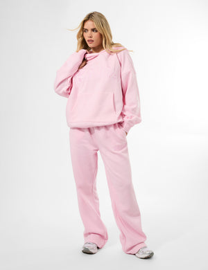 Kaiia Slogan Oversized Hoodie Baby Pink