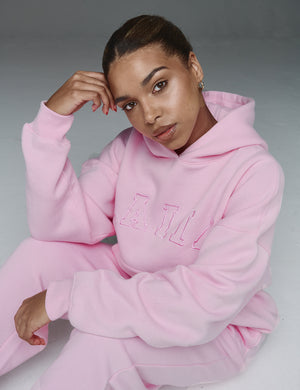 Kaiia Slogan Oversized Hoodie Baby Pink