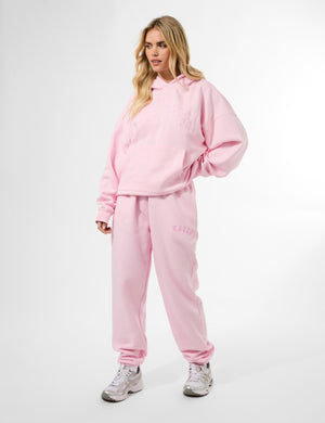 Kaiia Slogan Oversized Hoodie Baby Pink