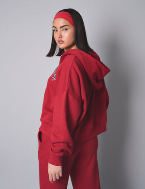 Kaiia Sport Oversized Zip Up Hoodie Red