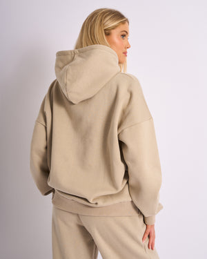 Kaiia Studio Embossed Logo Oversized Hoodie Stone