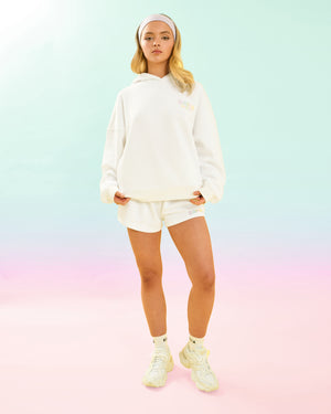 Kaiia Design Bubble Logo Oversized Hoodie Off White & Rainbow