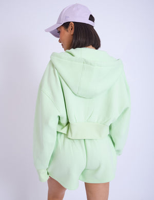 Kaiia Studio Bubble Logo Cropped Zip Up Hoodie Lime & Lilac