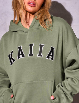 Kaiia Studio Logo Oversized Hoodie Khaki