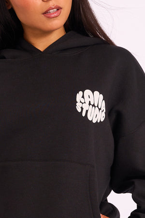 Kaiia Studio Bubble Logo Oversized Hoodie Black