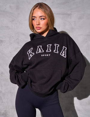 Kaiia Sport Logo Oversized Hoodie Black