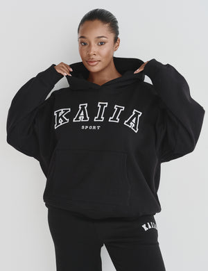 Kaiia Sport Logo Oversized Hoodie Black