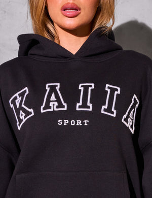 Kaiia Sport Logo Oversized Hoodie Black