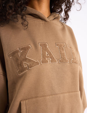 Kaiia Slogan Oversized Hoodie Gingerbread