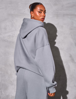 Kaiia Slogan Oversized Hoodie Dove Grey