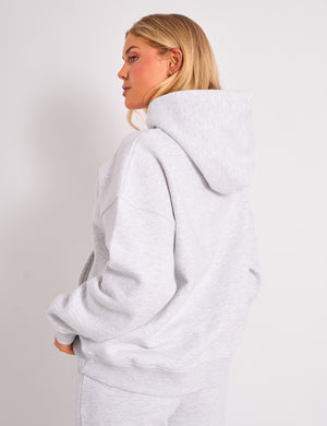 Kaiia Studio Borg Bubble Logo Oversized Hoodie Grey Marl & Pink