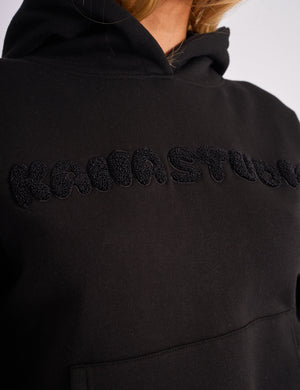 Kaiia Studio Borg Bubble Logo Oversized Hoodie Black